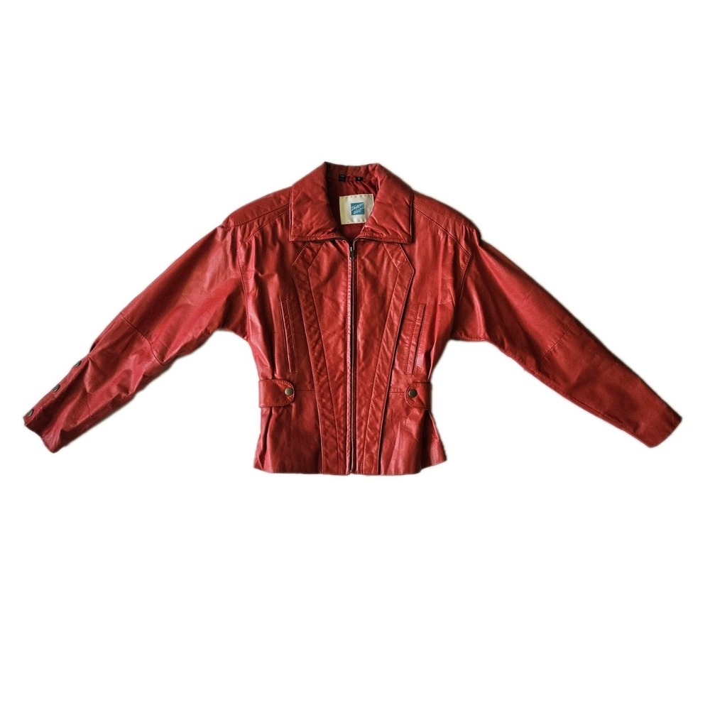 Vtg Tannery West Red Leather Moto Michael Jackson Jacket Costume Grunge Biker 6
